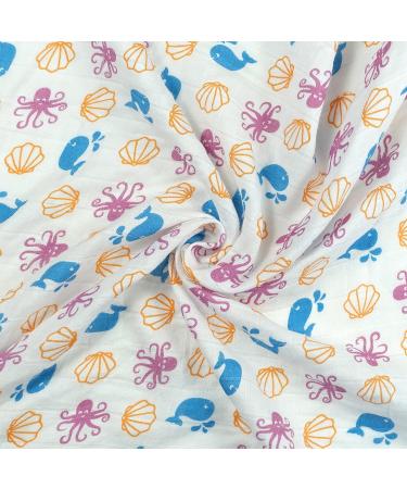 MuslinZ 6pk Baby Muslin Squares Burp Cloths, Dribble Cloth, Breastfeeding Cover - Sealife Print 100% Pure Cotton 70x70cm | Absorbent & Breathable - Buy Online on GoSupps.com