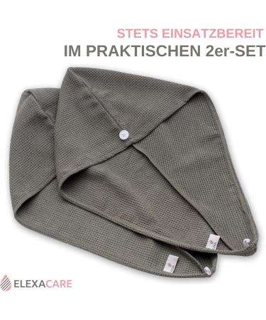 Elexacare Haarturban - 2-Piece Microfiber Turban Towel Set (Anthracite/Dark Gray) for Long Hair - Buy Online on GoSupps.com