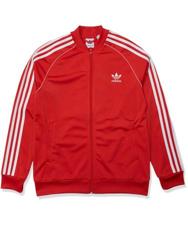 adidas Originals Kids' Superstar Track Top Medium Lush Red/White