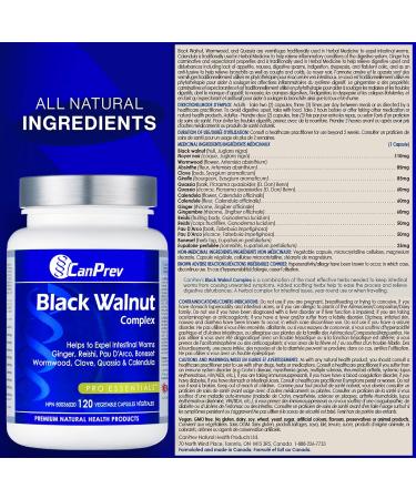 CanPrev - Black Walnut Complex 120 v-caps - Black Walnut Supplement for Digestive Health Stomach Pain Relief Easy Digestion Indigestion Relief & Diarrhea Relief - Anti Inflammatory Supplement - Buy Online on GoSupps.com