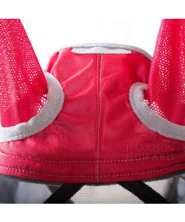 Buy Harrison Howard Caremaster Pro Luminous Horses Fly Mask - UV Protection Fleece Padding & Ear Protection - Ruby Red for Warmbloods (L) - 1 Pack - Buy Online on GoSupps.com