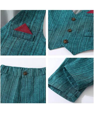 Volunboy Baby Boys Formal Waistcoat Outfit Wedding Suit 4 PCS Set 12-18 Months Green | Toddler Gentleman Shirt + Vest + Bow Tie - Buy Online on GoSupps.com