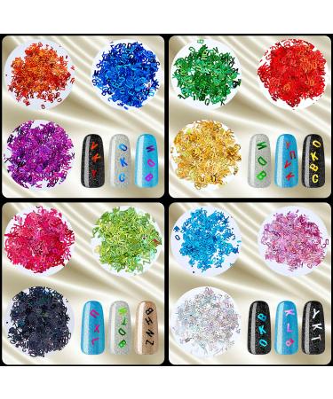 48 Boxes Holographic Letter Nail Sequins Stickers | 3D Glitter Flakes & Laser Confetti for Stunning Nail Art | Perfect for Nail Salon & DIY Designs - Buy Online on GoSupps.com