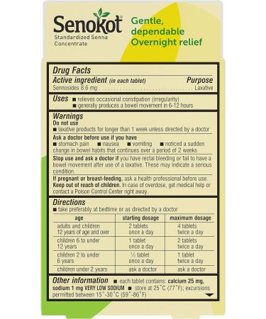 Senokot Regular Strength Natural Vegetable Laxative with Senna - 20 Tablets, Gentle & Dependable Overnight Relief for Occasional Constipation - Buy Online on GoSupps.com