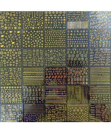 CHANGAR 30 Sheets Gold Nail Art Stickers 3D Self-Adhesive Gold Nail Decals Star Snowflake Geometry Line Nail Supplies Multi Theme Pattern Nail Designs for Women Girls Nail Art Decorations - Buy Online on GoSupps.com