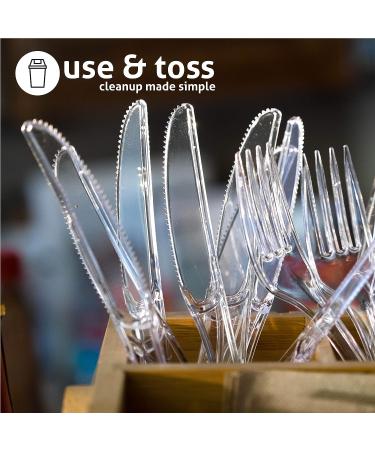 200 Pack Heavy Duty Disposable Plastic Knives - Food Grade Silverware Flatware Clear Cutlery - Buy Online on GoSupps.com