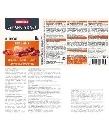 Animonda GranCarno Junior Wet Dog Food - Beef & Chicken | 6 x 400g Pack for Growing Dogs - Buy Online on GoSupps.com