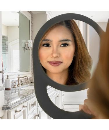 Zadro 10x7 Oblong Hand Mirror | Round Glass Handheld Mirror with Modern Ergonomic Handle | 6 Dia. Pill Shape Mirror | 10.5 x 7.5 Grey - Buy Online on GoSupps.com