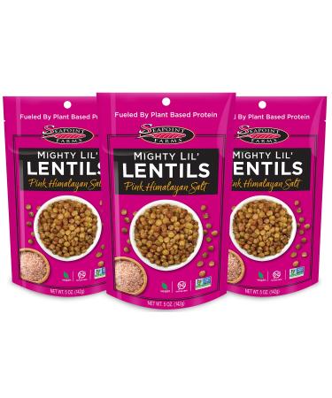Seapoint Farms Mighty Lil Lentils, Pink Himalayan Salt, Plant Based Protein, Vegan, Gluten-Free, Non-GMO, and Kosher Crunchy Snack for Healthy Snacking, 5 oz (Pack of 3) 5 Ounce (Pack of 3)