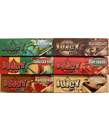 Juicy Jay's Rolling Paper 6 pack Absinthe Jamaican Rum Maple Syrup Milk Chocolate Very Cherry Cookie