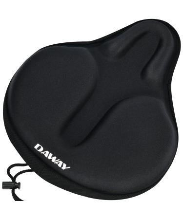 DAWAY Comfortable Exercise Bike Seat Cover - C6 Large Wide Foam & Gel Padded Bicycle Saddle Cushion for Women Men, Fits for Peloton, Stationary, Cruiser Bikes, Indoor Outdoor Cycling, Soft Black, C6, Large