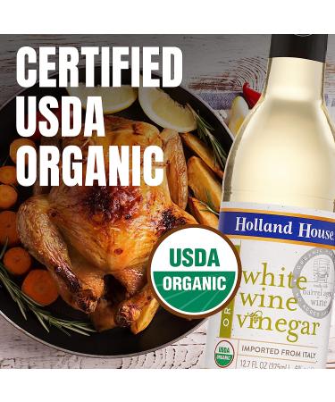 Holland House Organic White Wine Vinegar - 12 FL OZ - Ideal for Marinades, Vinaigrettes, and Cooking - Buy Online on GoSupps.com