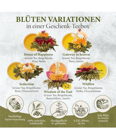 Yc Yang Chai Teblumen Mix Admira - 6 Bloomed Green Tea Gift Set in Magnetic Box | 5 Varieties XXL Tea Blower | Perfect for Women & Tea Lovers - Buy Online on GoSupps.com