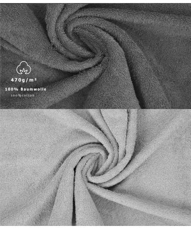 Betz 10 Series Premium Frottier Towel Set - 2 Shower Towels 4 Towels 2 Guest Towels & 2 Washing Gloves - Anthracite & Silver Gray - International Shipping Available - Buy Online on GoSupps.com