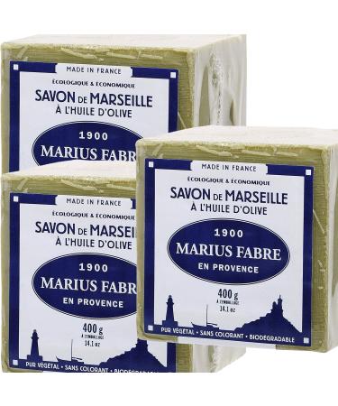 Marius Fabre - MARSEILLE SOAP - Olive Oil Cube 400 Gr - Lot of 3 Cubes 400 Gr