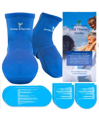 Human Intentions Cold Therapy Socks - Cooling Socks - Neuropathy Socks - Ice Socks - Pain Relief for Feet from Arthritis  Diabetes  Edema  Chemotherapy  Plantar Fasciitis  2 Socks-6 Gels (Large)