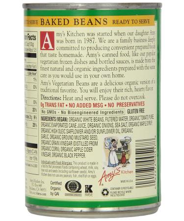 Amy's Baked Beans - Organic, Gluten-Free, Vegetarian, Traditional - 15.4 oz - Buy Online on GoSupps.com