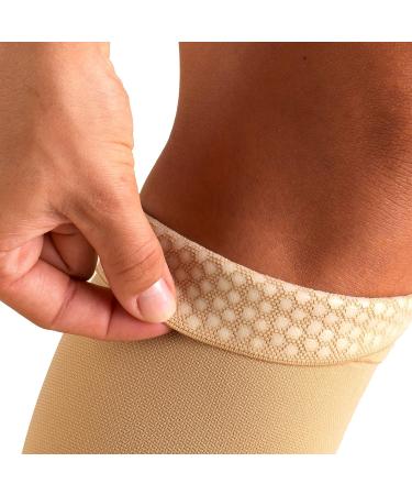 Truform 20-30 mmHg Compression Stockings - Thigh High Dot-Top, Open Toe - Beige, Medium (1 Pair) - Buy Online on GoSupps.com