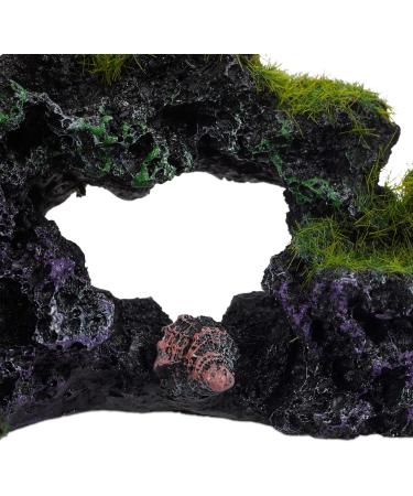 Relaxdays Aquarium Decoration Stone - Natural Look Rock Cave Hiding Place 8.5x17cm Black-Green Aquarium Accessory - Buy Online on GoSupps.com