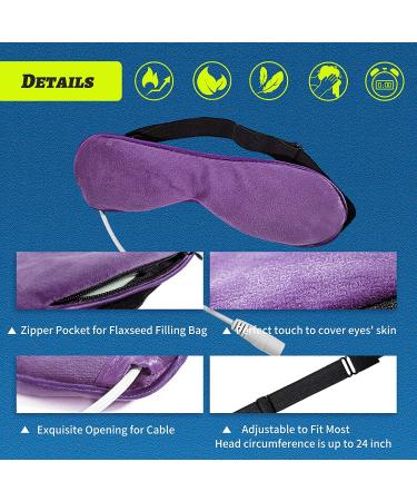 Heated Eye Mask with Detachable Flaxseed Fillings - USB Heating Compress for Dry, Tired, Puffy Eyes - Dark Circle, Blepharitis, Stye Relief in Purple - Buy Online on GoSupps.com