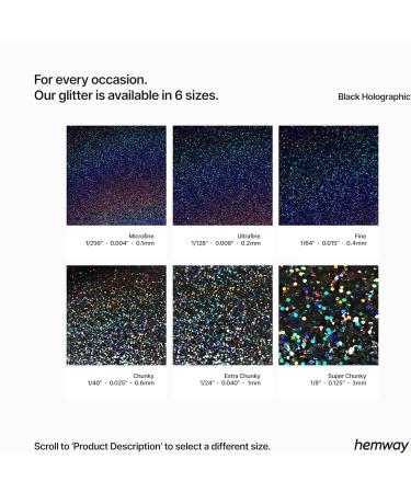 Hemway Eco-Friendly Biodegradable Glitter 100g Vegan Cosmetic Safe Black Holographic Sparkle for Face Eyes Body Hair & Nails Perfect for Festivals - Buy Online on GoSupps.com