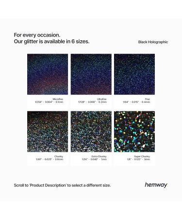 Hemway Black Holographic Ultrafine Glitter 100g | Cosmetic Grade Extra Fine Glitter (1/128 0.2mm) - Safe for All Crafts - Buy Online on GoSupps.com