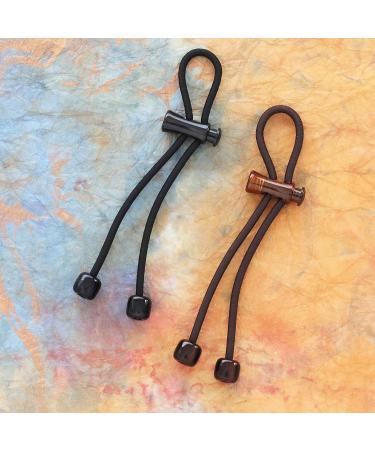 Pulleez Sliding Ponytail Holder Set of 2 - Acrylic Charms - Black/Brown Elastic Hair Ties - Buy Online on GoSupps.com