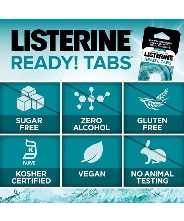 Listerine Ready! Tabs Mint Chewable Tablets - 4-Hour Fresh Breath On-The-Go - Sugar-Free & Alcohol-Free - 16 Count - Buy Online on GoSupps.com