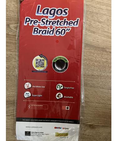 NEW 60 INCH PRE-PULLED XPRESSION LAGOS BRAID PRE-PULLED Hair Extension 60 2Pack (Colour 1B Natural Black) 1B (Natural Black) 60 inches - Buy Online on GoSupps.com