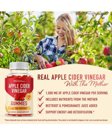 Apple Cider Vinegar Gummies with The Mother for Weight Loss, Energy, Detox - 1000MG 30 Servings - B Vitamins, Beetroot Juice & Pomegranate Juice Included - Buy Online on GoSupps.com