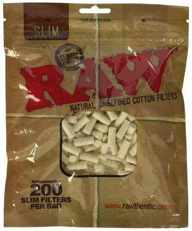 Raw Slim Natural Unrefined Cotton Filter Tips 200pc - 6mm 1 Pack