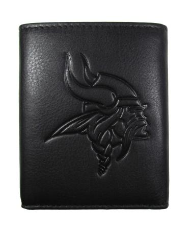 Siskiyou Sports Embossed Leather Tri-fold Wallet Minnesota Vikings Tri-fold Black