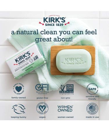 Kirk's 100% Premium Coconut Oil Castile Soap - Aloe Vera, 3 Bars (4 oz Each) - Gentle & Soothing - Buy Online on GoSupps.com