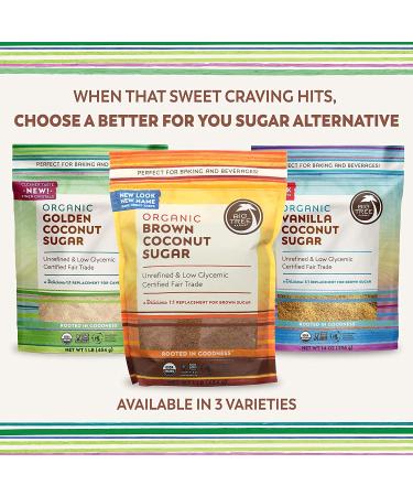 Big Tree Farms Organic Coconut Sugar - Vegan, Gluten Free, Paleo, Kosher Certified | Cane Sugar Alternative for Baking, Non GMO, Low Glycemic, Unrefined, Fair Trade | 1 lb Golden Sugar - Buy Online on GoSupps.com