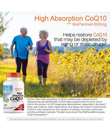 Doctor's Best High Absorption CoQ10 600 mg with BioPerine - 60 Veggie Caps for Enhanced Heart Health - Buy Online on GoSupps.com