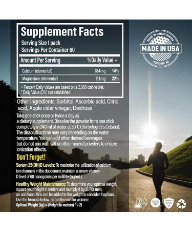 Dr. G's Amazing Ionized Cal Mag - Bone Health Calcium Magnesium Powder Supplement - 60 Sticks x 2 Packs + 1 Bottle of Vitamin D3 - Buy Online on GoSupps.com