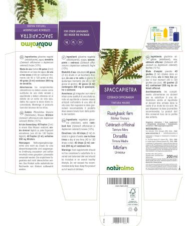Buy Spleen Fern (Ceterach officinarum) Alcohol-Free Mother Tincture - Naturalma Liquid Extract Drops 200 ml | Vegan Dietary Supplement | International Shipping - Buy Online on GoSupps.com