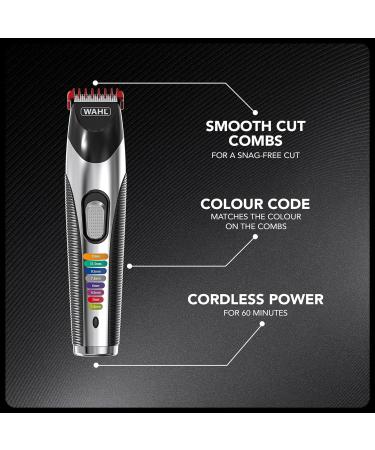 Wahl Colour Trim Stubble & Beard Trimmer - Rechargeable Men's Grooming Kit with Colour Coded Guide Combs - Buy Online on GoSupps.com