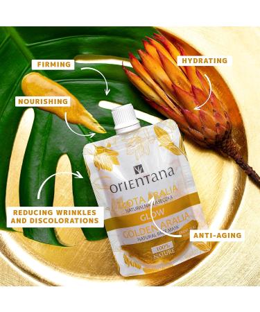 Orientana - Glow Face Mask Golden Aralia & Turmeric | Natural & Vegan | Hydrating Moisturising Glowing Soothing Brightening Normal Skin | Anti Ageing Wrinkle & Redness Reducer - 30ml - Buy Online on GoSupps.com