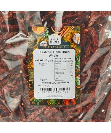 Old India Kashmiri Chilli Dried Whole 1kg - Premium Quality Spice for Authentic Indian Cuisine - Buy Online on GoSupps.com