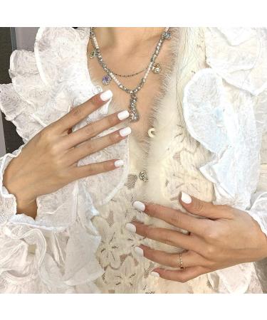 Modelones Press On Nails Shorts Square | White Reusable Manicure Fake Nails Set | Nail Glue & Adhesive Tabs Included | 12 Sizes 36Pcs - Buy Online on GoSupps.com