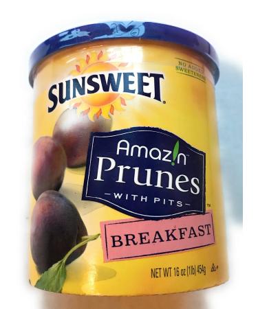 Sunsweet Amazin Prunes With Pits Breakfast Prunes 16 oz Container 1 Pound (Pack of 1)