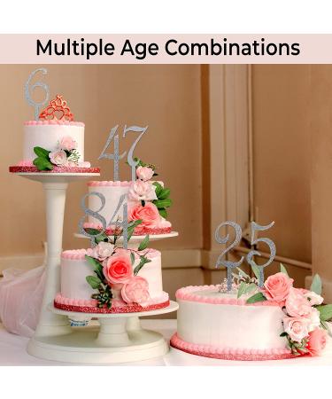 Silver Happy Birthday Cake Topper Numbers - Set of 10 Acrylic Cake Decorations for All Ages - Men and Women, 1st Birthday to 100+ - Birthday Cake Toppers - Buy Online on GoSupps.com