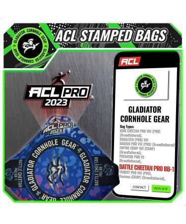 Gladiator Cornhole Gear ACL Approved Professional Cornhole Bags - Regulation Size 16 oz Set in Blue - Buy Online on GoSupps.com