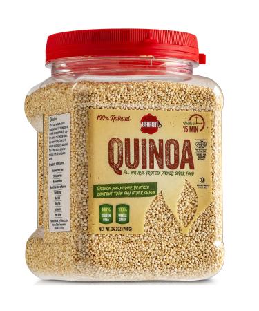 Baron’s Whole Grain Gluten Free Quinoa Bulk 1.5 LB Jar | 100% All Natural Raw Brown Superfood Seeds Cook in 15 Minutes! | Kosher for Passover (Kitniyot), Non GMO, High Protein, Fiber & Iron | 24.7oz 1.54 Pound (Pack of 1)