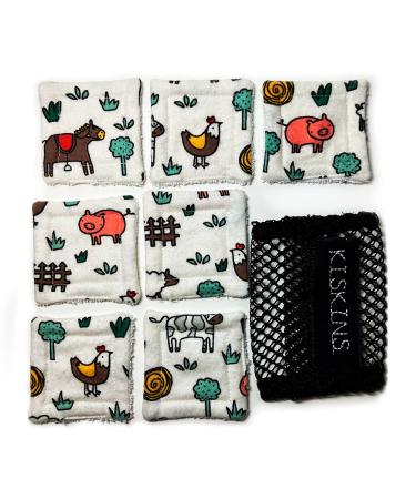 Reusable Cotton Rounds - Dual Sided Makeup Remover - Washable Wipes for Toner - EcofriendlyCosmetic Pad (Farm)