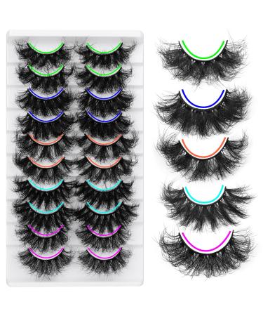 Mink Lashes Fluffy False Eyelashes D Curl Dramatic Fake Lashes Full Thick Eye Lashes Multipack 10 Pairs 5 Styles by Focipeysa 10 Pack 18mm-22mm