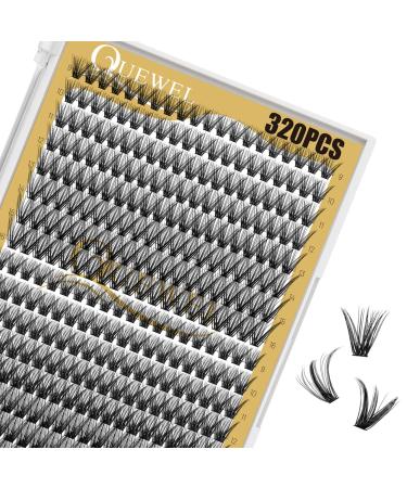 Individual eyelashes QUEWEL cluster lashes 320 pieces of single eyelash extensions 0.07c curl 40d+50d single cluster eyelashes Natural DIY eyelash extension Mix9-16mm at home (40d+50d 0.07c Mix9-16mm) 1 piece (1 Pack) 40d+50d-07c mix 9-16mm