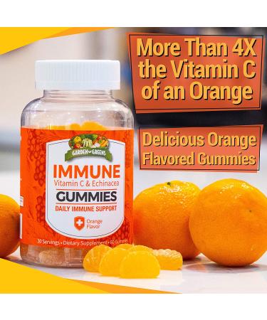 Garden Greens Immune Vitamin C Gummies - Orange Flavor | 30 Servings for Boosted Immunity - Buy Online on GoSupps.com