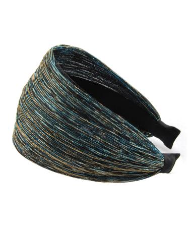 axy HR31 Headband - Fabric Hair Band with Glitter Threads in Peacock Blue | International Shipping Available - Buy Online on GoSupps.com